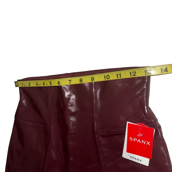 SPANXshape Women's Faux Patent Leather Leggings Burgundy Ruby High Rise M NWT - Picture 10 of 16